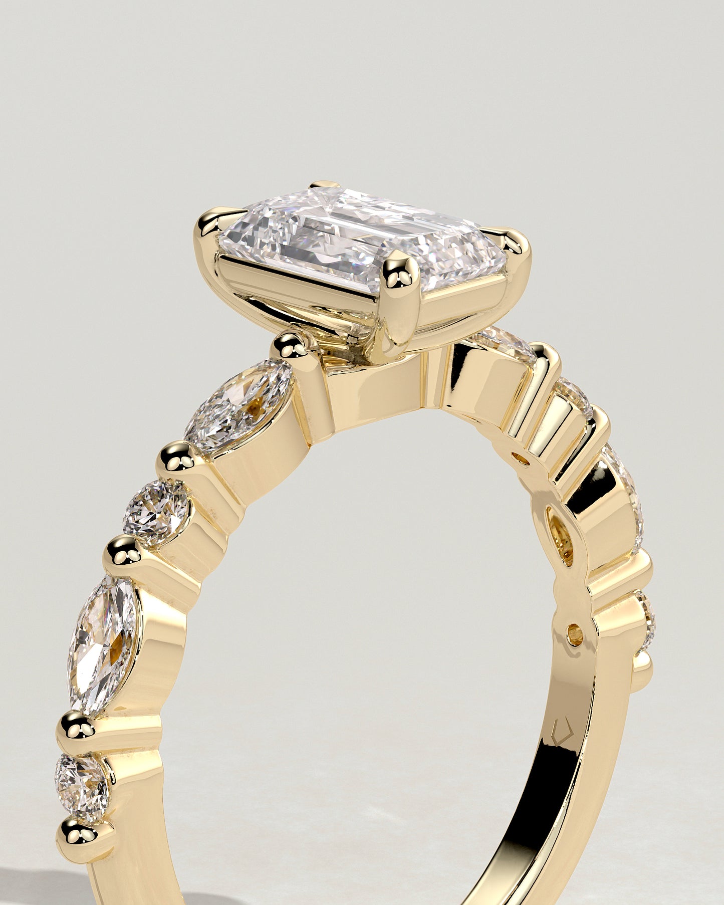 2 CT Emerald Cut Pave Moissanite Engagement Ring