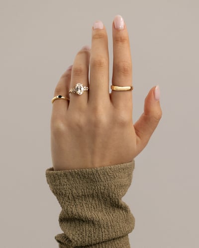 2.0 CT Oval Cluster Moissanite Engagement Ring