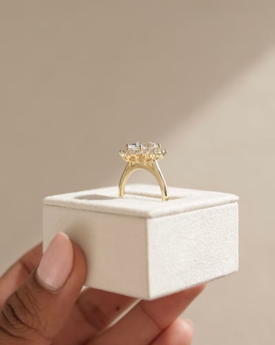 2 CT Oval Cut Cluster Halo Moissanite Diamond Engagement Ring