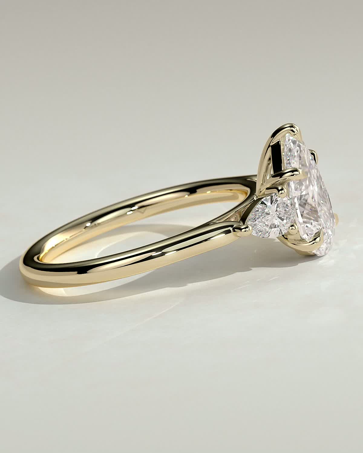 2.0 CT Pear Cut Three Stones Moissanite Diamond Engagement Ring