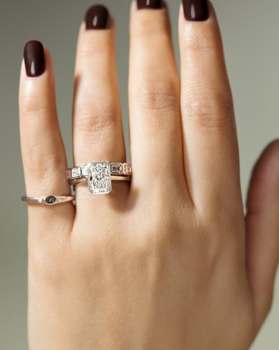 2 CT Radiant Solitaire & Bezel Moissanite Engagement Ring