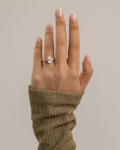 2.0 CT Oval Hidden Halo & Pave Moissanite Engagement Ring