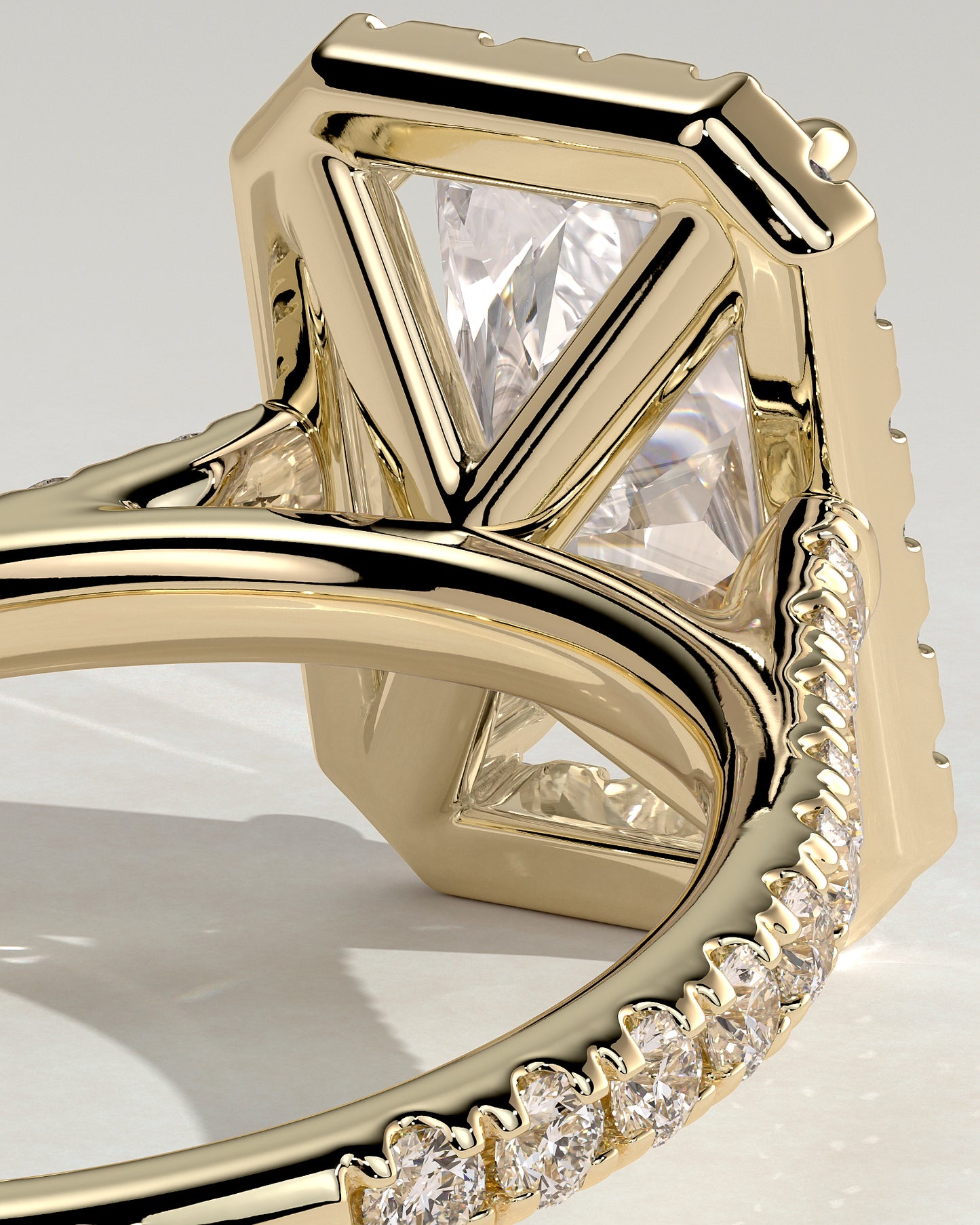 2 CT Radiant Cut Halo and Pave Moissanite Diamond Engagement Ring