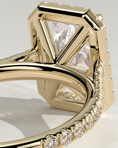 2 CT Radiant Cut Halo and Pave Moissanite Diamond Engagement Ring