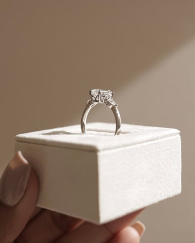 2 CT Emerald Cut Cluster Moissanite Diamond Engagement Ring