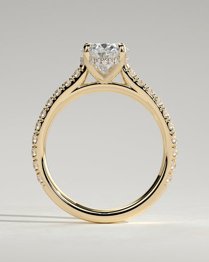 2.0 CT Oval Hidden Halo & Pave Moissanite Engagement Ring