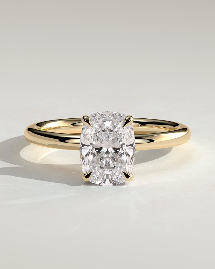 2.0 CT Elongated Cushion Hidden Halo Moissanite Engagement Ring