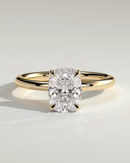 2.0 CT Elongated Cushion Hidden Halo Moissanite Engagement Ring