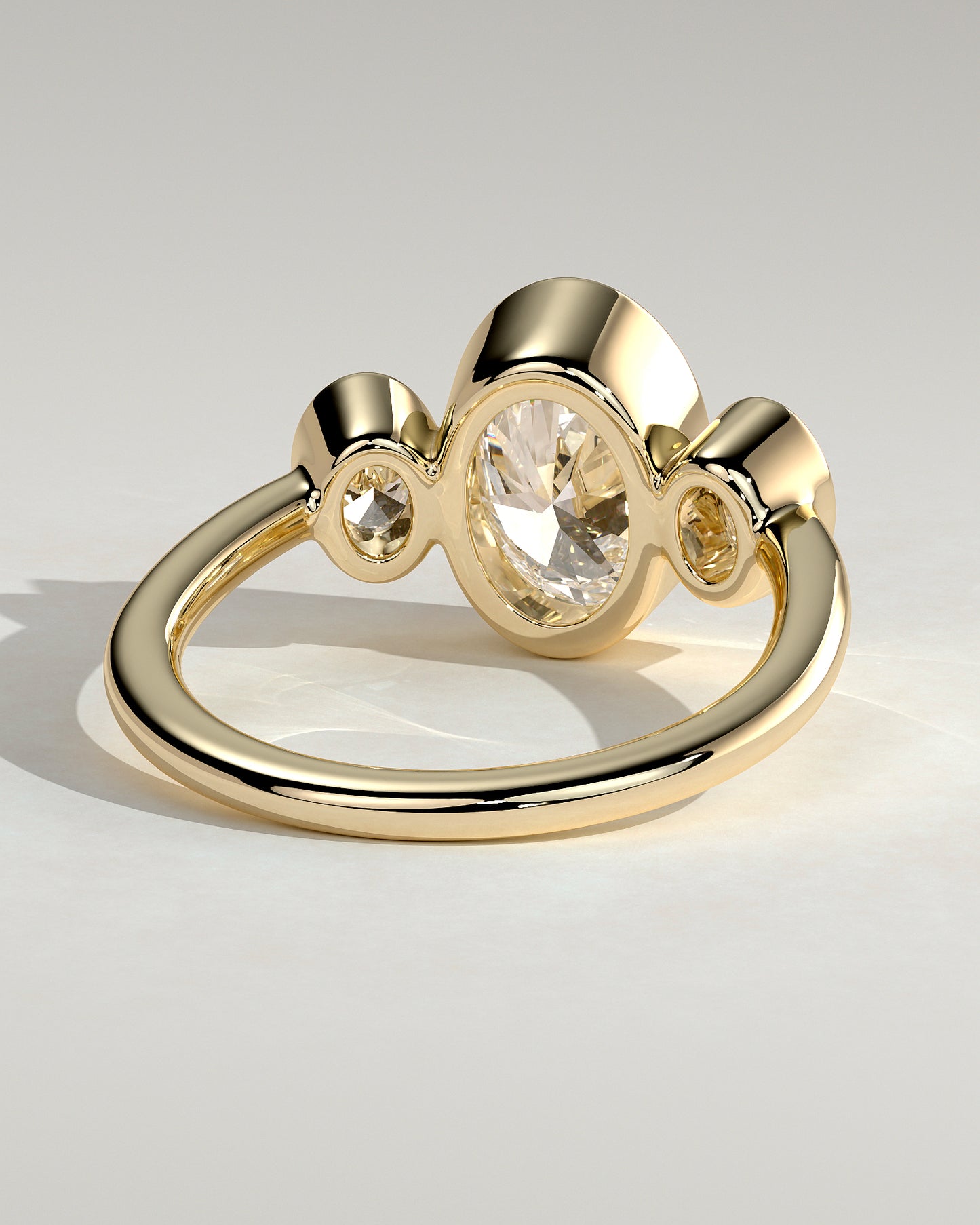 2.0 CT Oval Cut Three Stones & Bezel Moissanite Diamond Engagement Ring