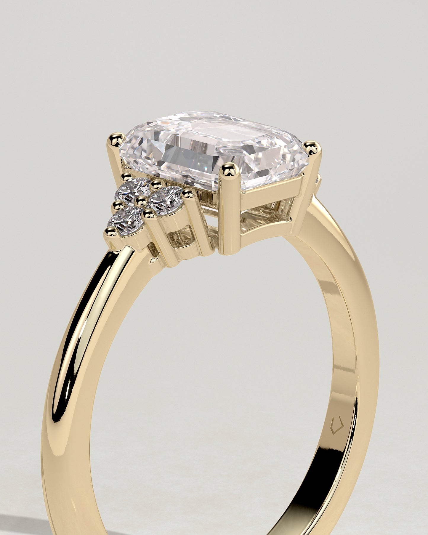 2.0 Ct Emerald Cut Cluster Moissanite Diamond Engagement Ring