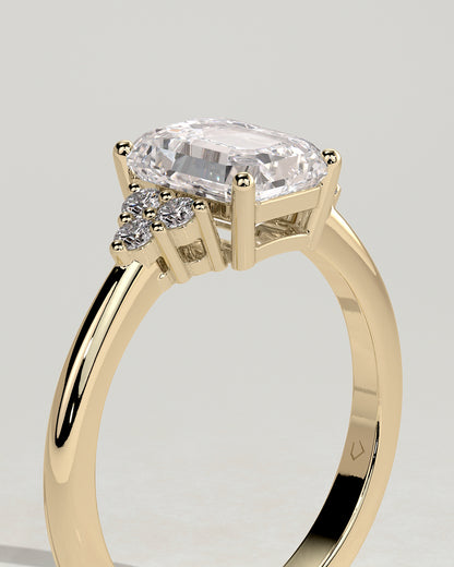 2.0 Ct Emerald Cut Cluster Moissanite Diamond Engagement Ring