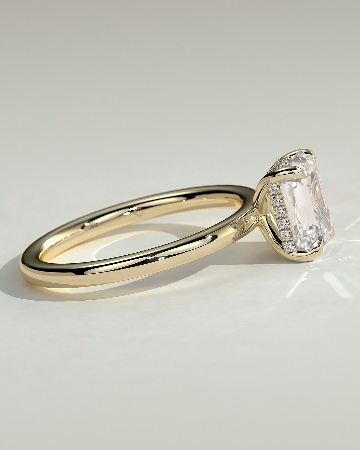 2.0 CT Emerald Hidden Halo Moissanite Engagement Ring