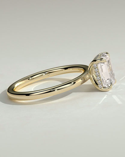 2.0 CT Emerald Hidden Halo Moissanite Engagement Ring