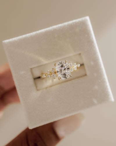 2.0 CT Elongated Cushion Cluster Moissanite Engagement Ring