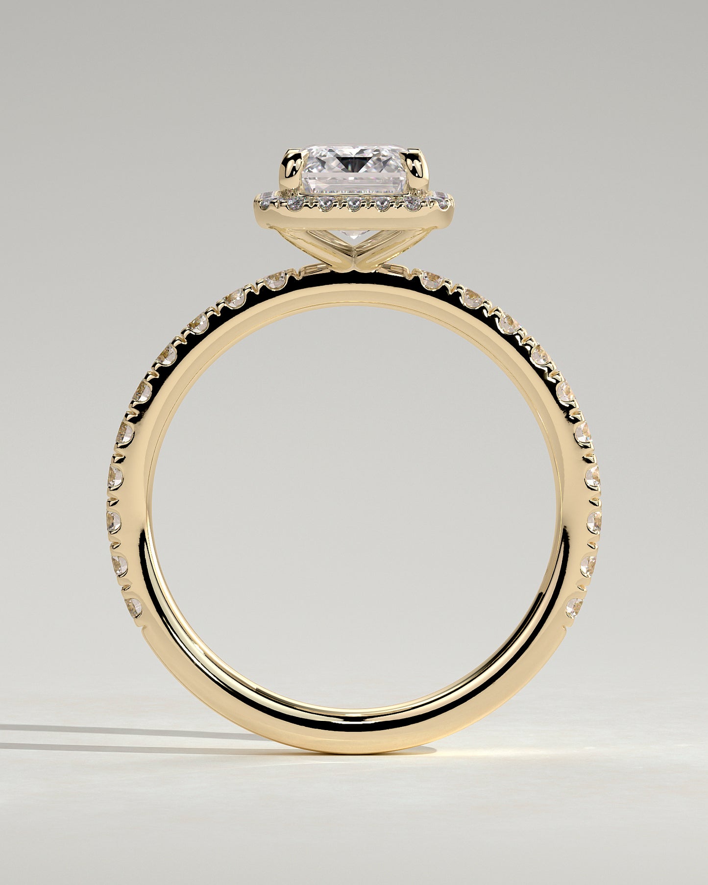 2 CT Emerald Cut Halo and Pave Moissanite Diamond Engagement Ring