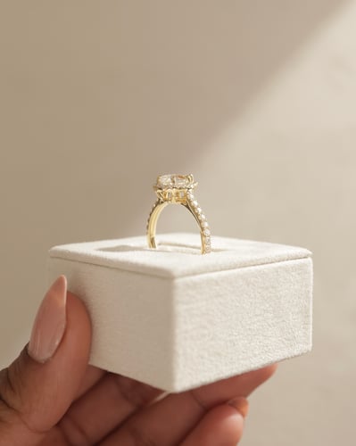 2 CT Pear Cut Halo and Pave Moissanite Diamond Engagement Ring