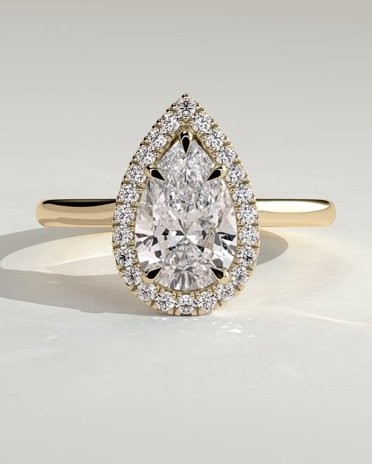 2 CT Pear Cut Halo Moissanite Diamond Engagement Ring