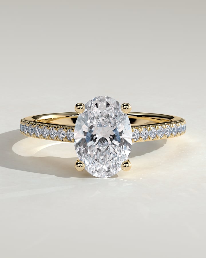 2.0 CT Oval Cathedral & Pave Moissanite Engagement Ring