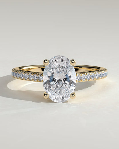 2.0 CT Oval Cathedral & Pave Moissanite Engagement Ring