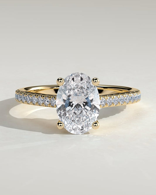 2.0 CT Oval Cathedral & Pave Moissanite Engagement Ring