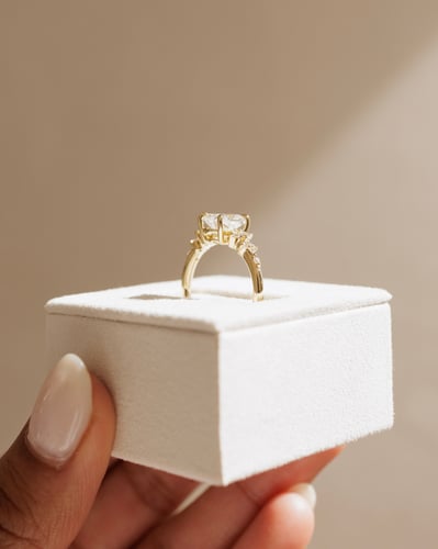 2.0 CT Elongated Cushion Cluster Moissanite Engagement Ring