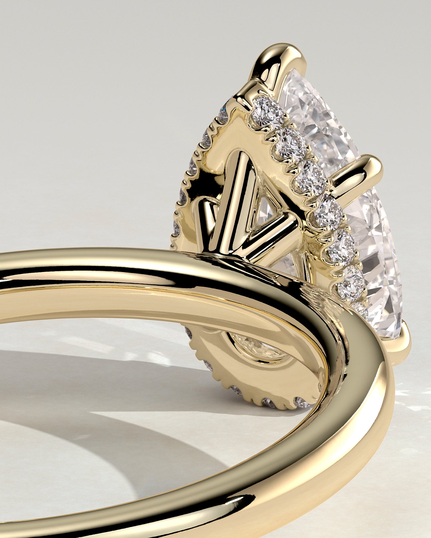 2.0 CT Pear Hidden Halo Moissanite Engagement Ring