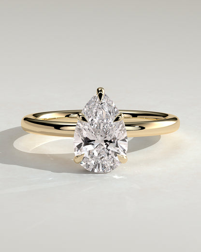 2.0 CT Pear Hidden Halo Moissanite Engagement Ring
