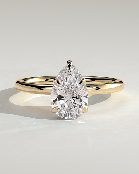 2.0 CT Pear Hidden Halo Moissanite Engagement Ring