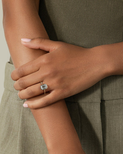 2.0 CT Emerald Cathedral & Bezel Moissanite Engagement Ring