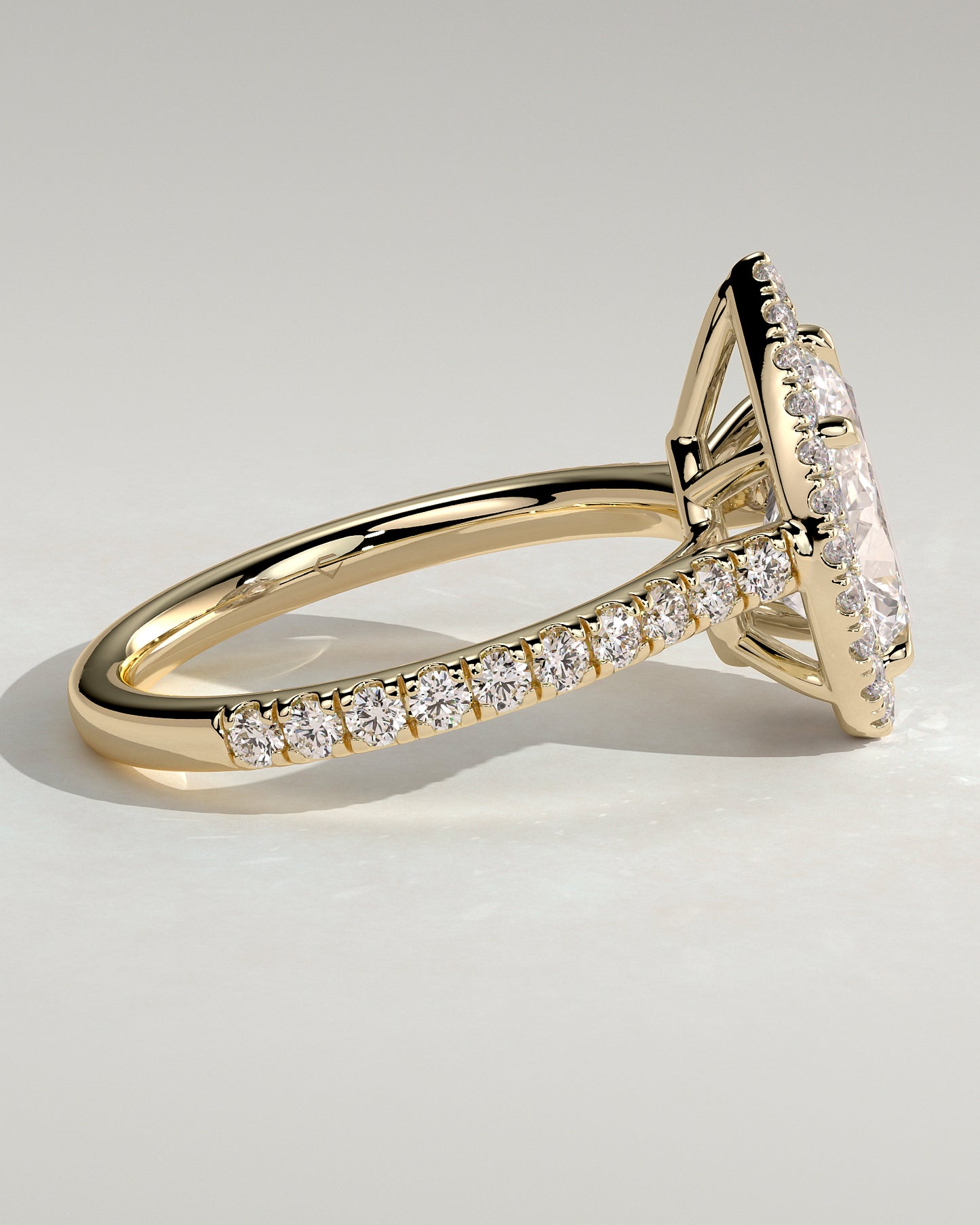 2 CT Pear Cut Halo and Pave Moissanite Diamond Engagement Ring