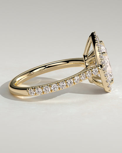 2 CT Pear Cut Halo and Pave Moissanite Diamond Engagement Ring