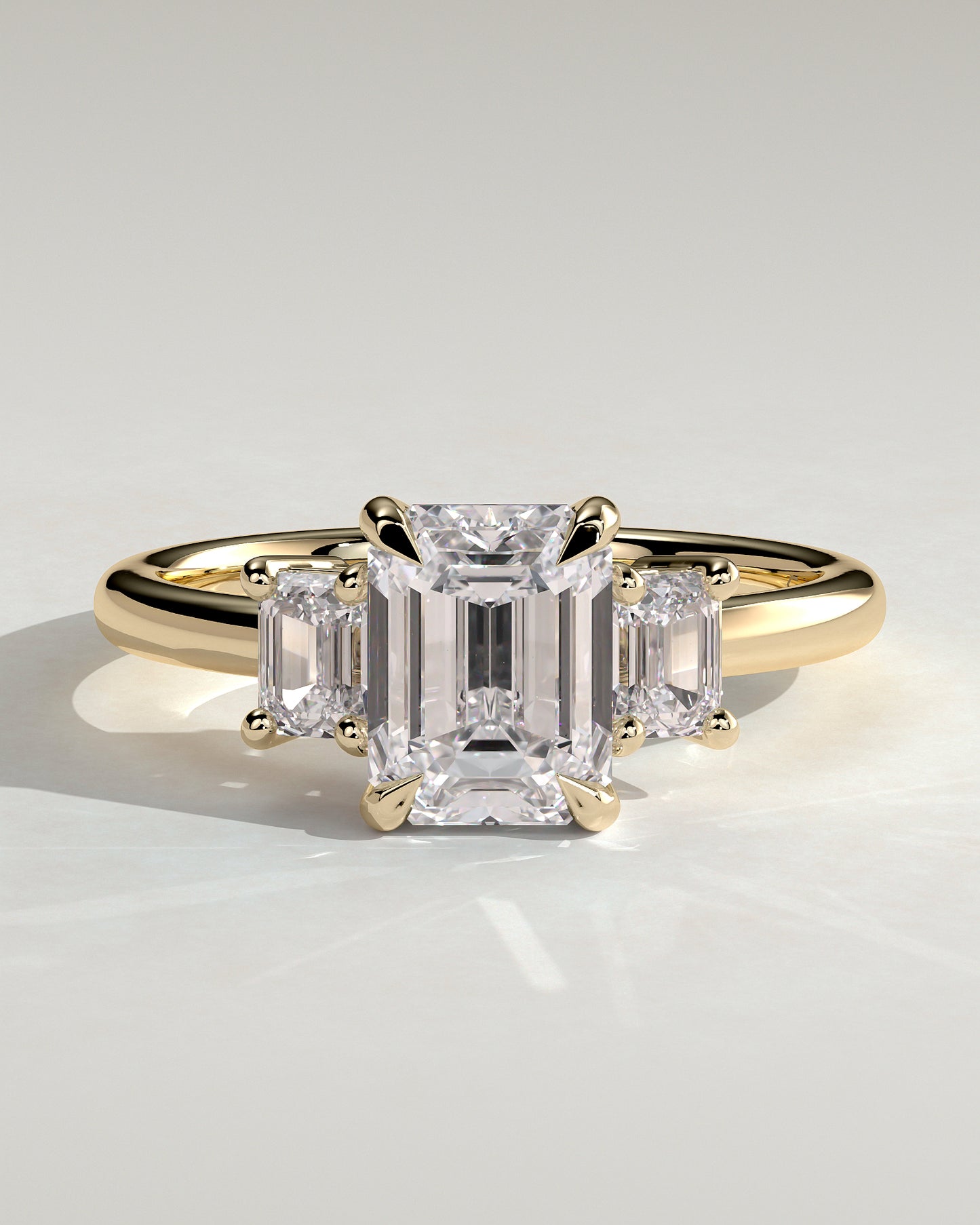 2 CT Emerald Cut Three Stones Moissanite Diamond Engagement Ring