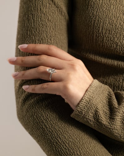 2.0 CT Marquise Hidden Halo Moissanite Diamond Engagement Ring