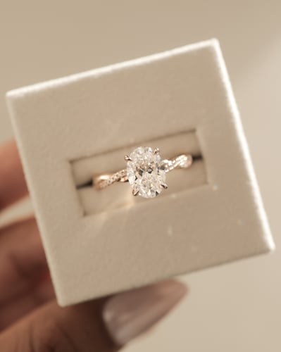 2.0 CT Oval Criss Cross Pave Moissanite Engagement Ring