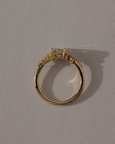 2.0 CT Elongated Cushion Cluster Moissanite Engagement Ring