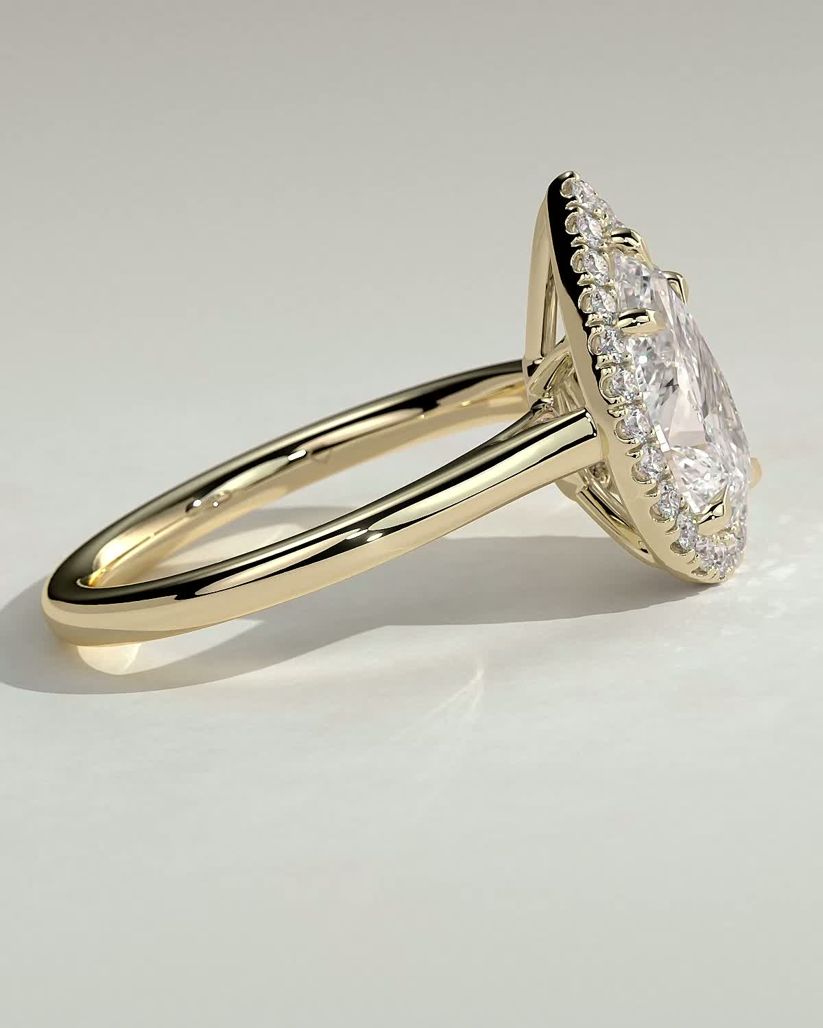 2 CT Pear Cut Halo Moissanite Diamond Engagement Ring