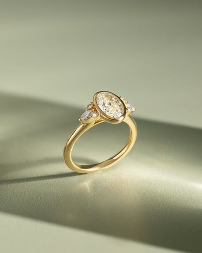 2.0 CT Oval Cluster & Bezel Styled Moissanite Engagement Ring