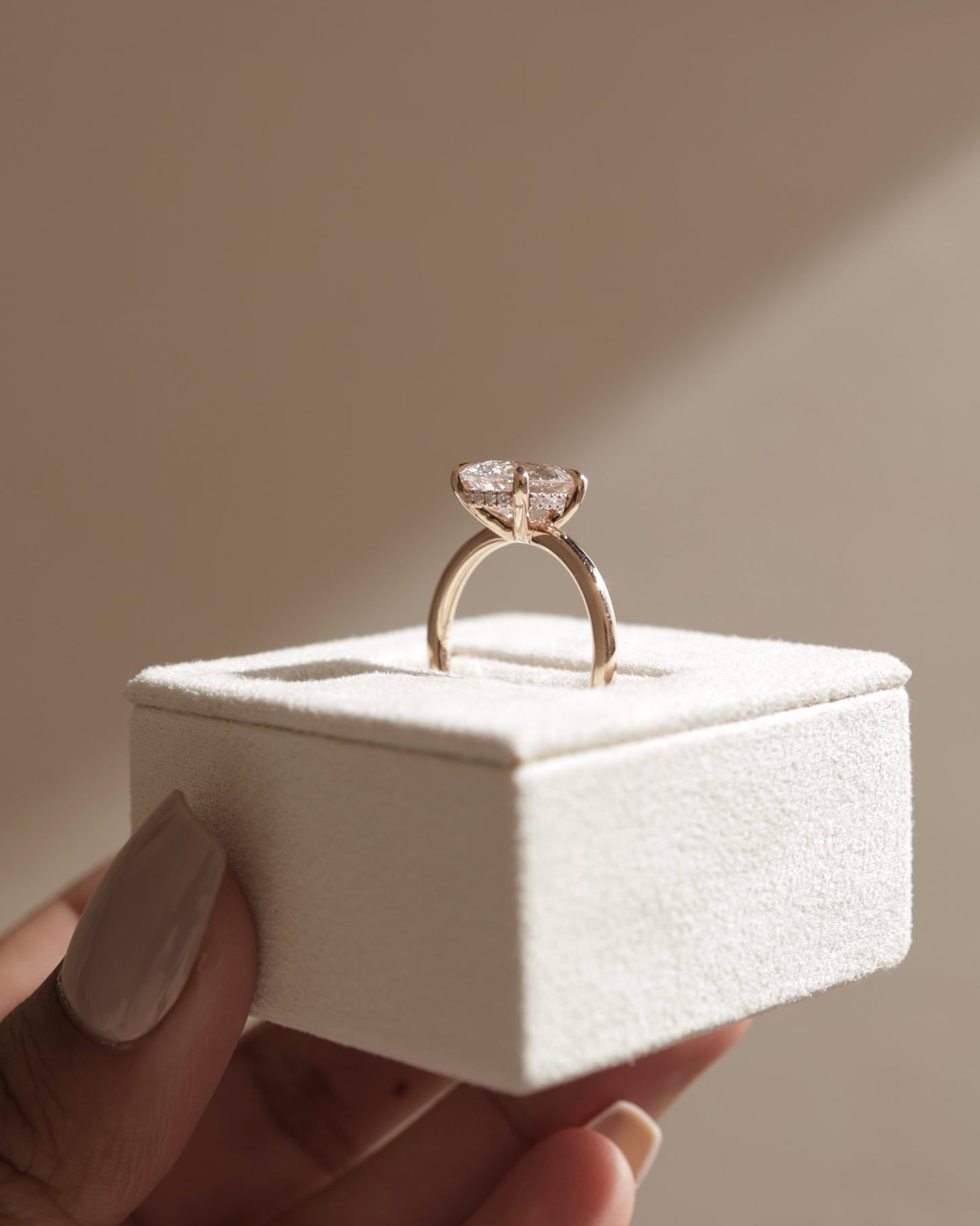 2.0 CT Pear Cut Hidden Halo Moissanite Diamond Engagement Ring