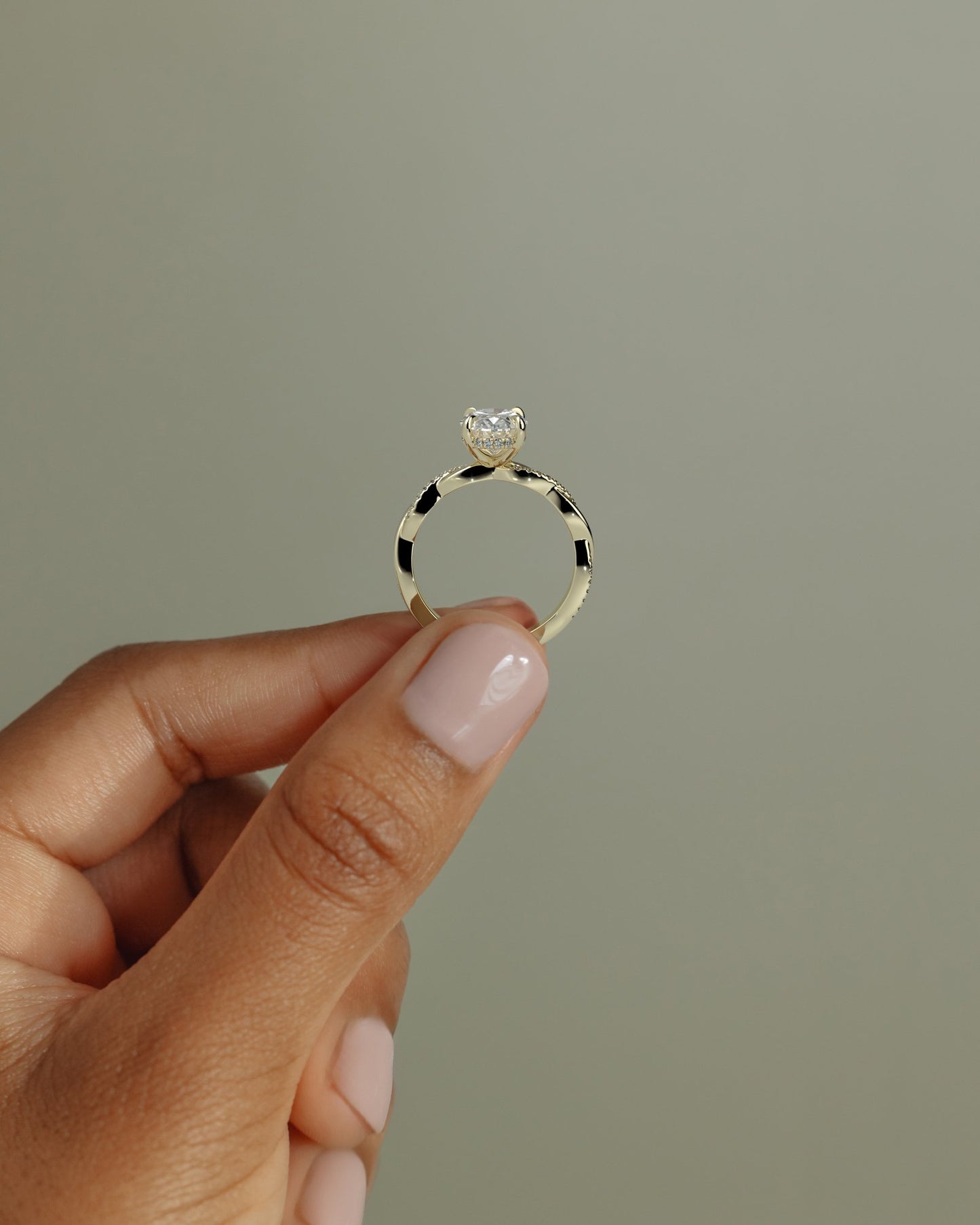 2.0 CT Oval Criss Cross Pave Moissanite Engagement Ring