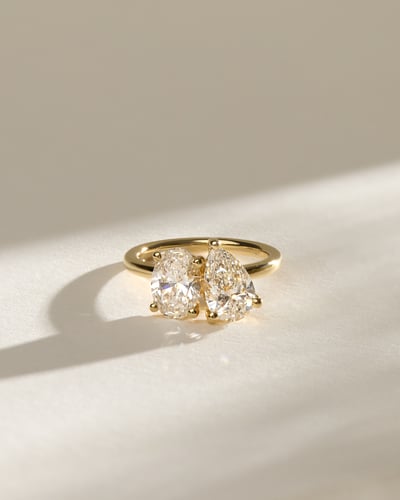 3.0 CT Oval & Pear Cut Toi Et Moi Moissanite Diamond Engagement Ring