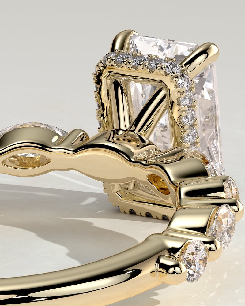 2.0 CT Radiant Pave & Hidden Halo Moissanite Engagement Ring