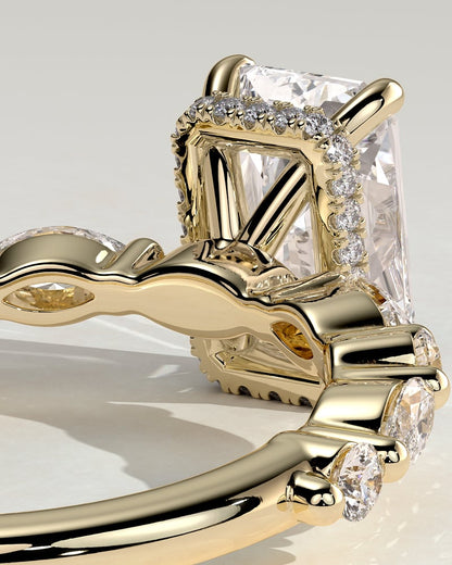 2.0 CT Radiant Pave & Hidden Halo Moissanite Engagement Ring