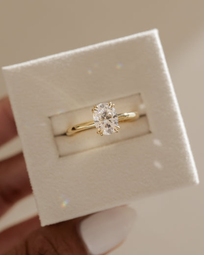 2.0 CT Oval Hidden Halo Moissanite Engagement Ring