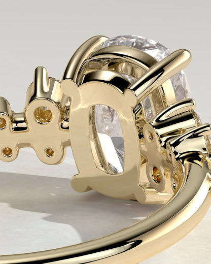 2.0 CT Elongated Cushion Cluster Moissanite Engagement Ring