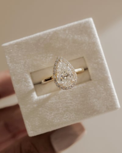 2 CT Pear Cut Halo Moissanite Diamond Engagement Ring