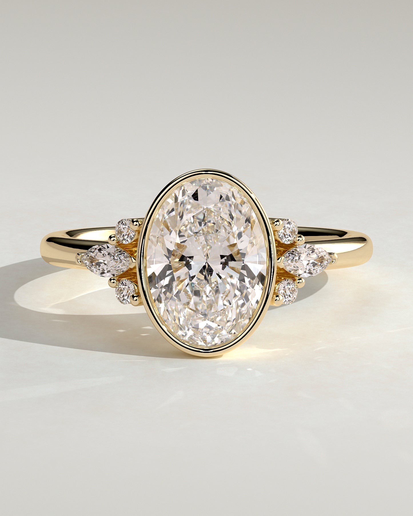 2.0 CT Oval Cluster & Bezel Styled Moissanite Engagement Ring