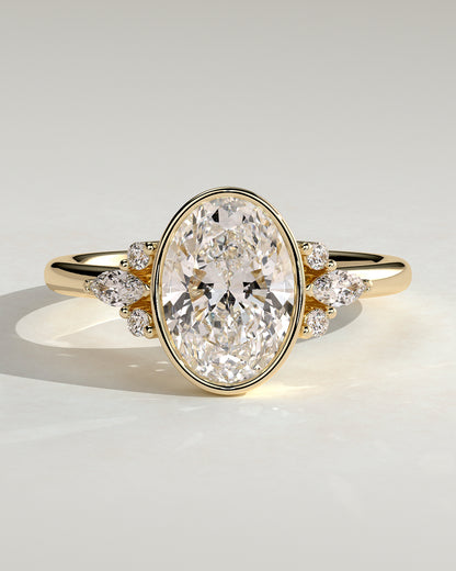 2.0 CT Oval Cluster & Bezel Styled Moissanite Engagement Ring