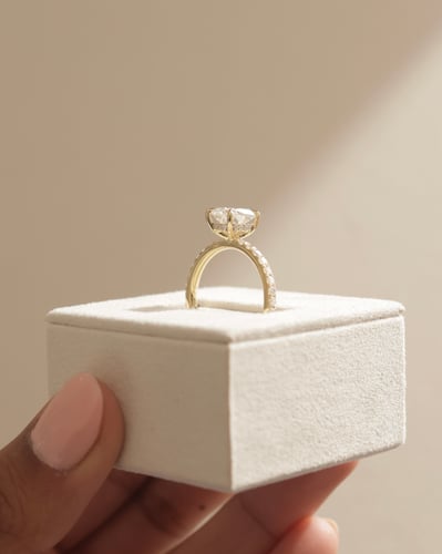 2.0 CT Elongated Cushion Hidden Halo & Pave Moissanite Engagement Ring