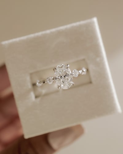 2.0 CT Oval Dainty Pave Moissanite Engagement Ring