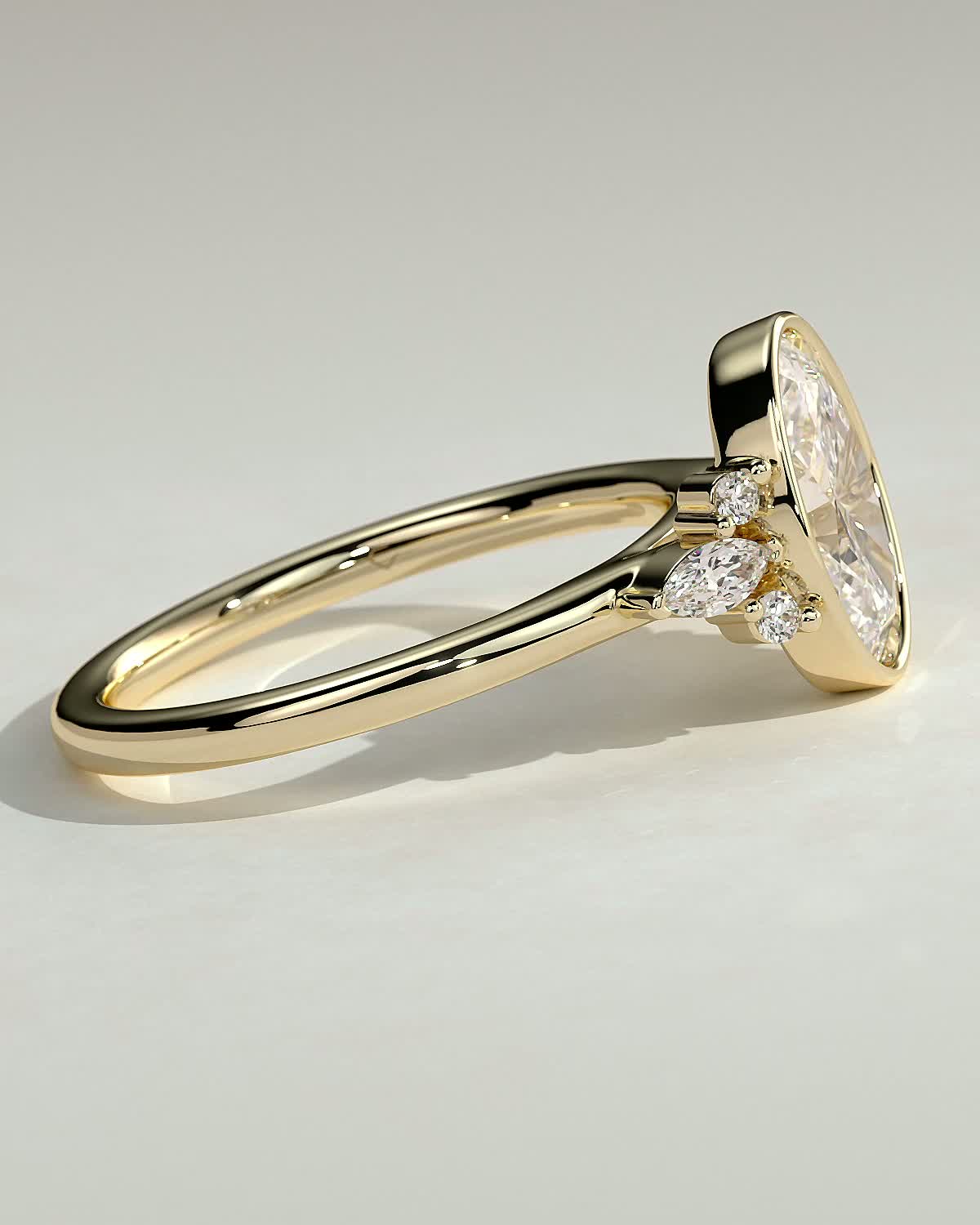 2.0 CT Oval Cluster & Bezel Styled Moissanite Engagement Ring